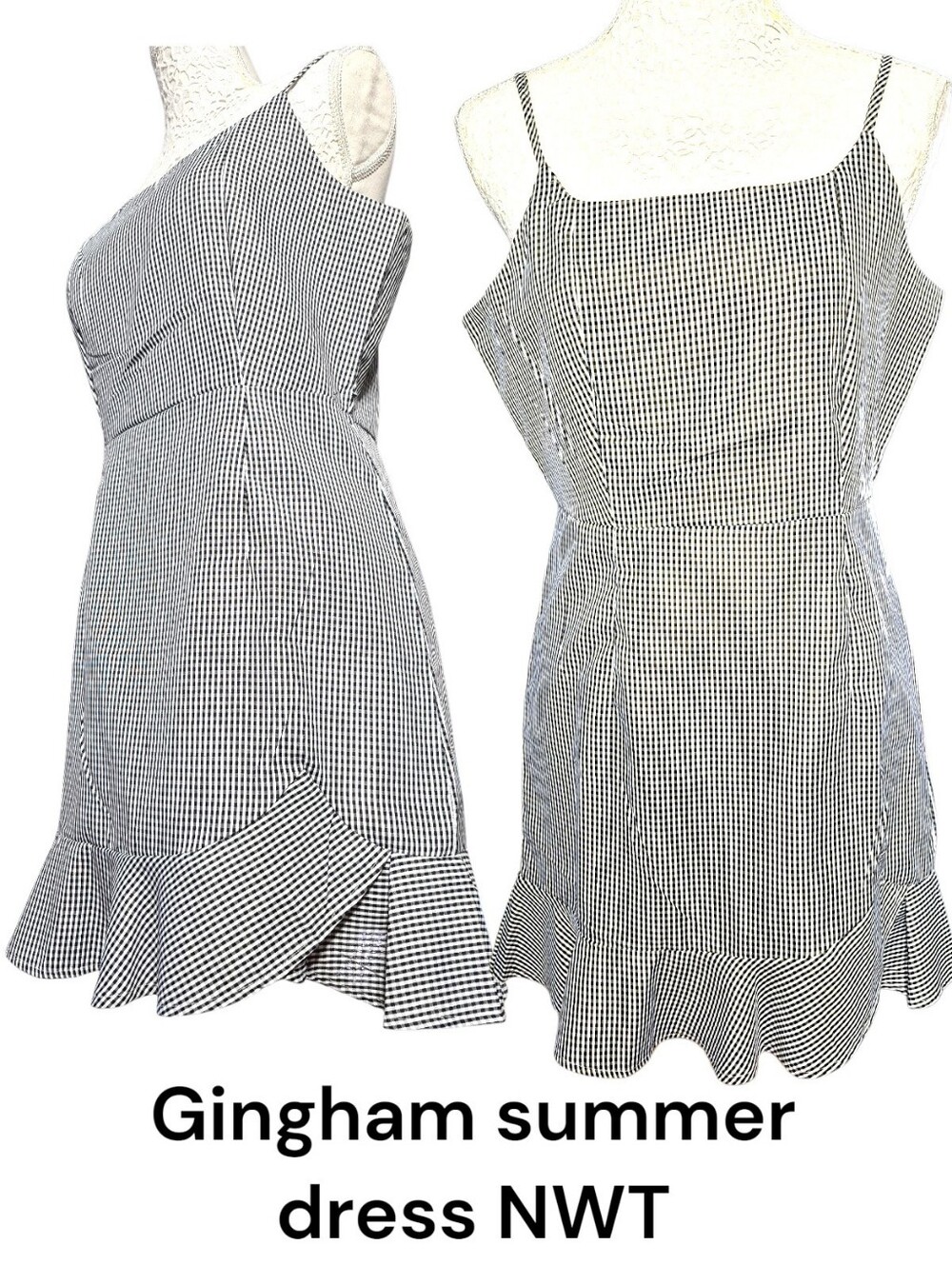 Zaful Black & White Gingham Mini Dress,  NWT